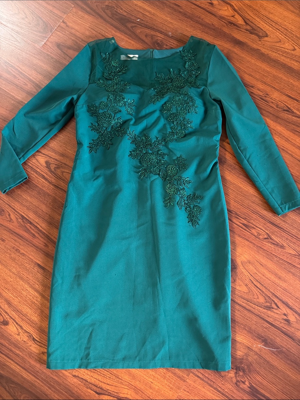 Embellished Emerald Green Sheath Dress